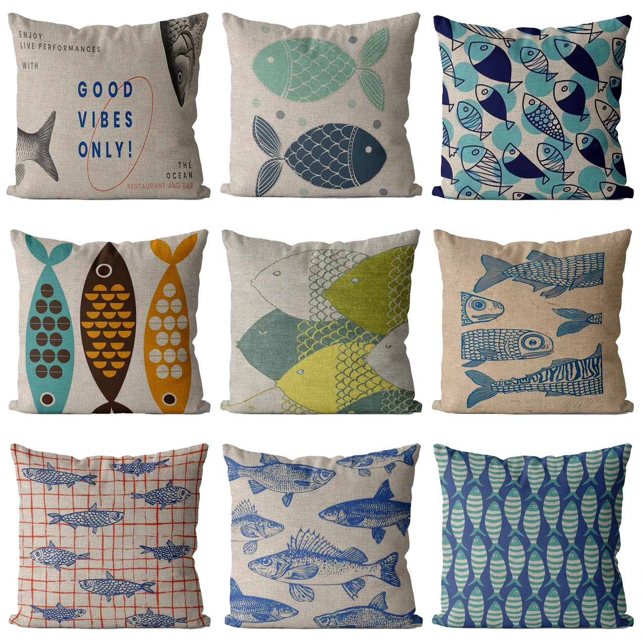 Наволочка с рыбками Декор для дома декоративная уличная Подушка Чехол наволочка