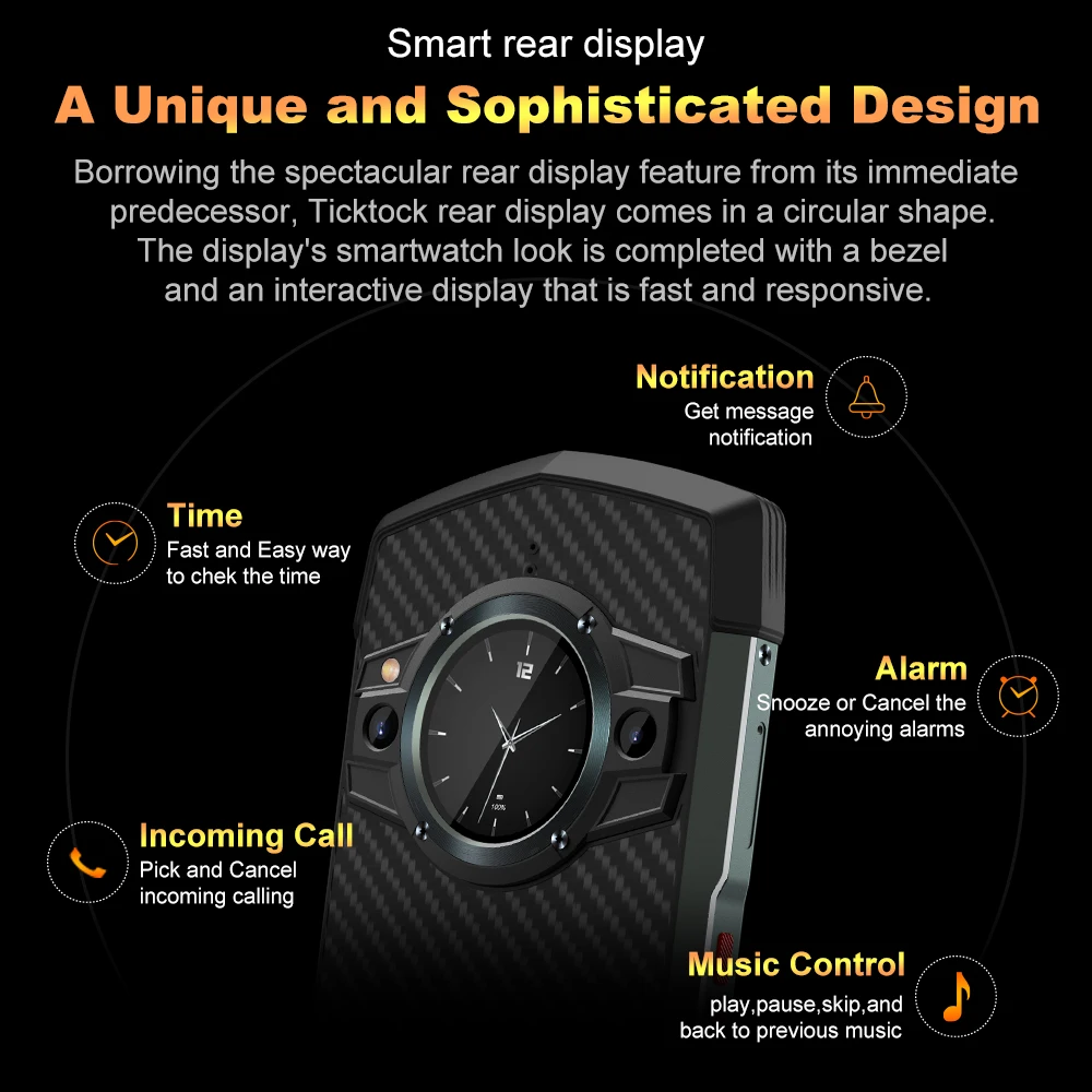 Unihertz TickTock Waterproof Rugged Smartphone 5G Mobile Phone Android 11 48MP Dimensity 700 8GB 128GB NFC 6000mAh Cellphone