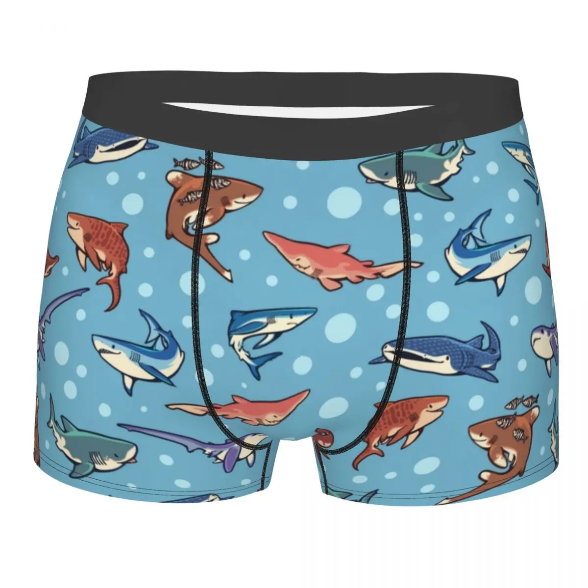 

Men's Sharks In The Light Blue Boxer Briefs Shorts Panties Breathable Underwear Ocean Whale Sea Male Novelty Underpants