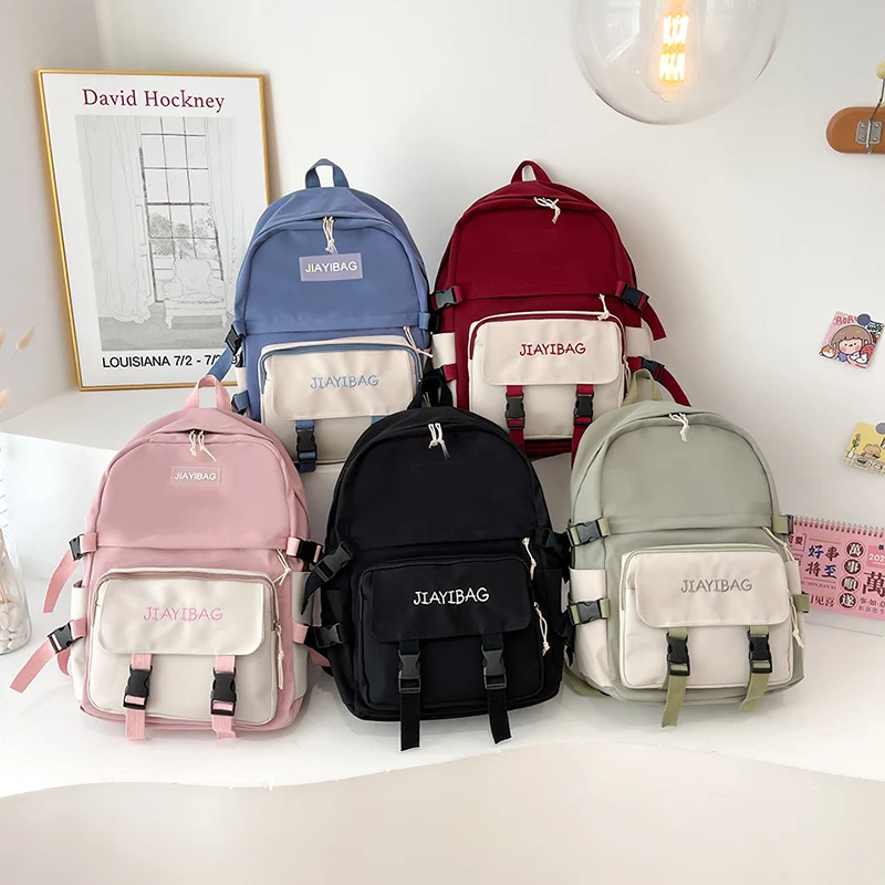Young Girl 2022 New Backpack Women Kawaii Travel School Bags For Teenage Girls Panelled Cute Nylon Student Laptop Rucksack |