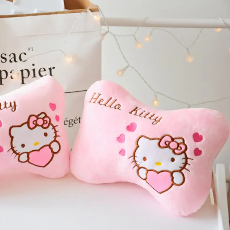 

Sanrio My Melody Hellokitty мультяшная плюшевая кукла, подушка на шею автомобиля, милая пара аксессуаров для интерьера автомобиля, подарки для девочки