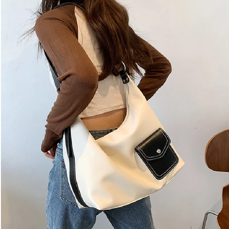

women summer novelty black white color block fashion shoulder handbag for female large capacity pu leather crossbody bag