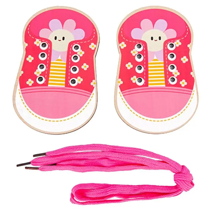 

Shoe Tying Board Shoes Lacing Toy For Toddlers Wooden Lacing Shoe Toy Learn To Tie Shoelaces Fine Motor Skills Toy Threading