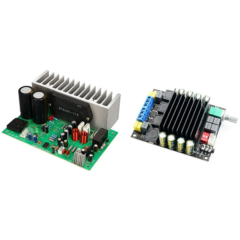 

HFES 1 Pcs Stk401 Audio Amplifier Board Hifi 2.0 Channel Board & 1 Pcs Digital Amplifier Audio Board Tda7498 Power Audio