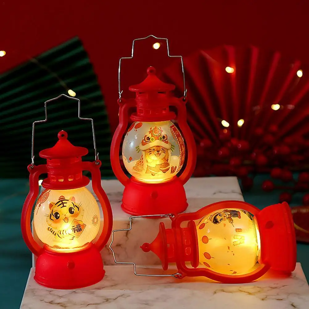 

Креативный китайский новогодний фонарь, портативные маленькие масляные лампы, винтажный реквизит для фото, праздничная сцена, раскладка, н...