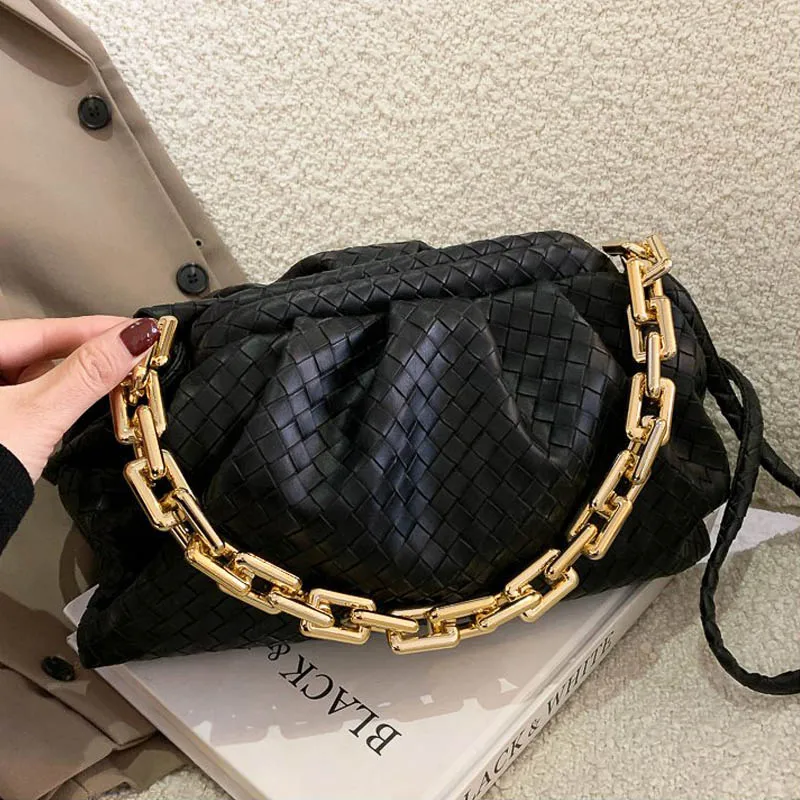 

SWDF Luxury Brand Handbag Women's Bag Pu Leather Fashion Thick Chain Shoulder BagsTrendy Crossbody Bags For Women 2021 New Purse