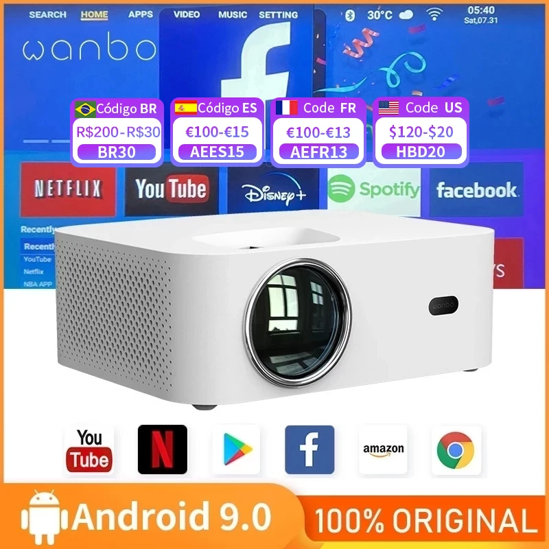 Global Wanbo X1 Max Projector Android 9.0 Wifi Phone Full Hd 1920*1080P 4K Global Led Mini Portable Projector For Home Office