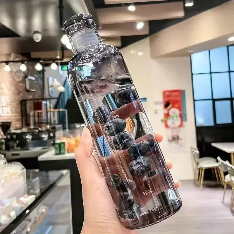 Пластиковая бутылка для воды со шкалой времени прозрачная большая емкость