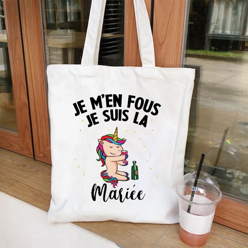Temoin De La Mariee сумка через плечо с французским принтом Единорог Невесты Девичник