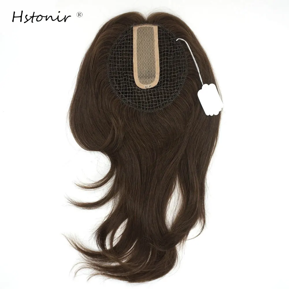 Hstonir Magic Hair Topper Clip Toupee Women Silk Part Fishnet Hairpiece European Remy Hair Half Wig Closure One Piece TP27