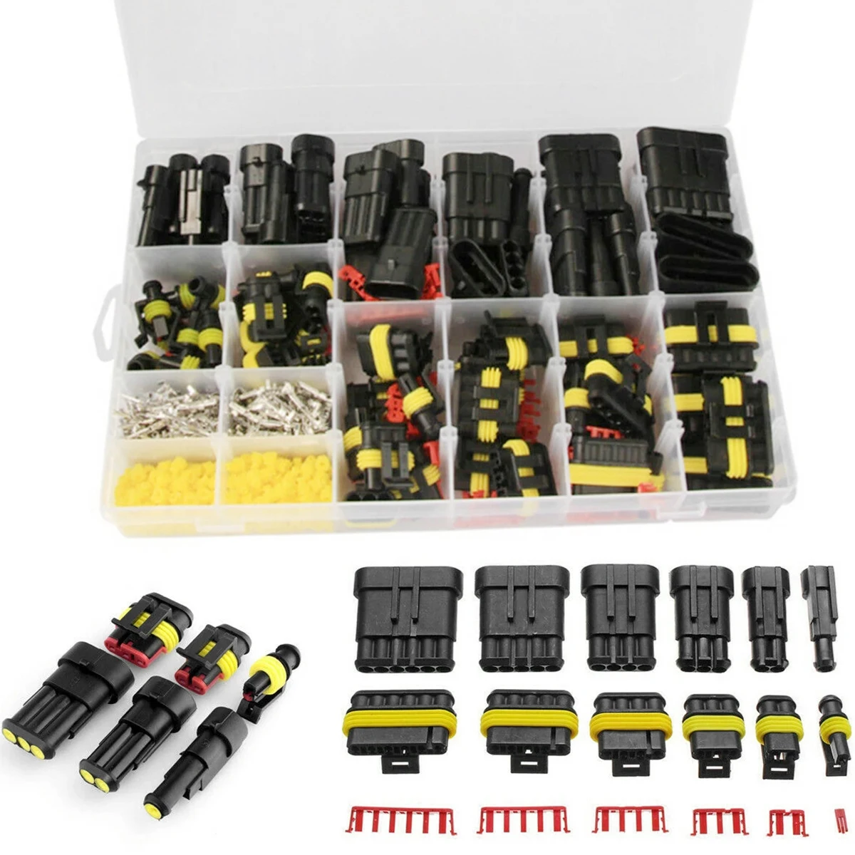 

708pcs Waterproof Auto Connector Terminal Kit 1/2/3/4/5/6 Pin Male & Female Car Wire Connector Sealed Car Electrical Connector