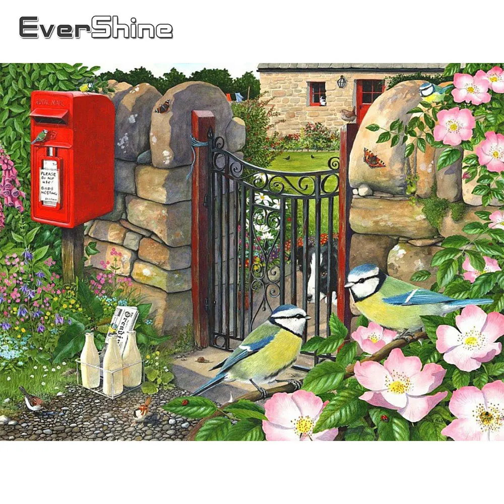

EverShine полностью квадратная Алмазная вышивка дверь мозаика Собака Картина Стразы Вышивка крестом Птица Животное Декор для дома