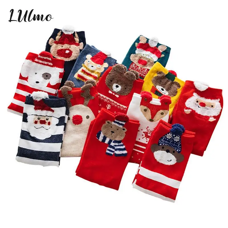 

1 пара, рождественские хлопковые носки с вертикальными ушками