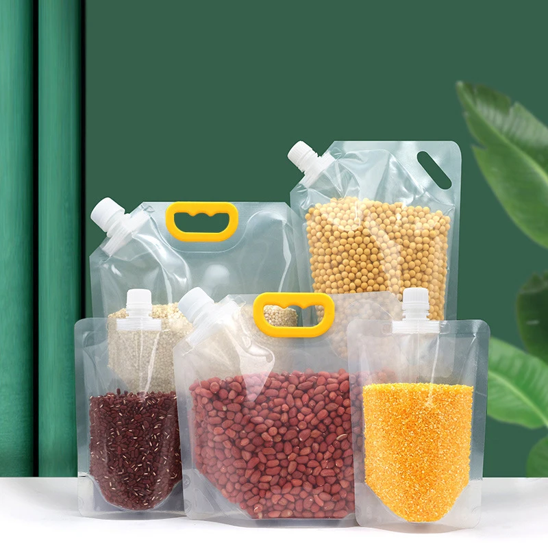 

1/1.5/2/2.5//5/10L Stand Up Grain Sealed Bag Refillable Plastic Drink Bag Spout Pouch for Juice Bean Cereals Food Storage Bags