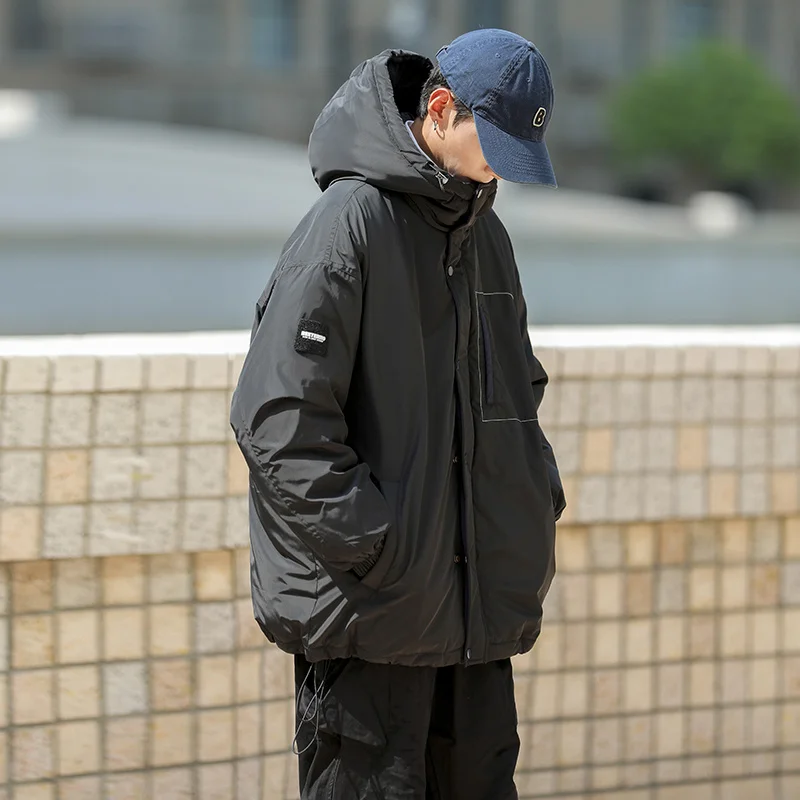 Winter Jacket Men Warm Fashion Casual Thicken Down Jacket Men Streetwear Korean Loose Thick Hooded Short Coat Mens Parker M-2XL