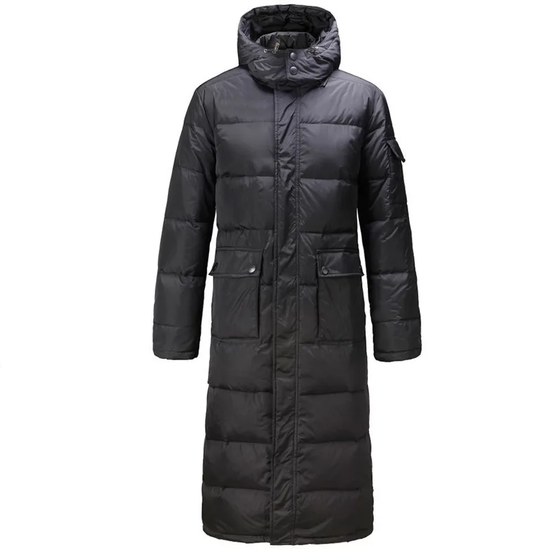 Men's Thickened Down Jacket Winter Warm Long Down Coat Maxi Parka Jacket Men Removable Hooded Over Knee Loose Jacket Puffer Coat