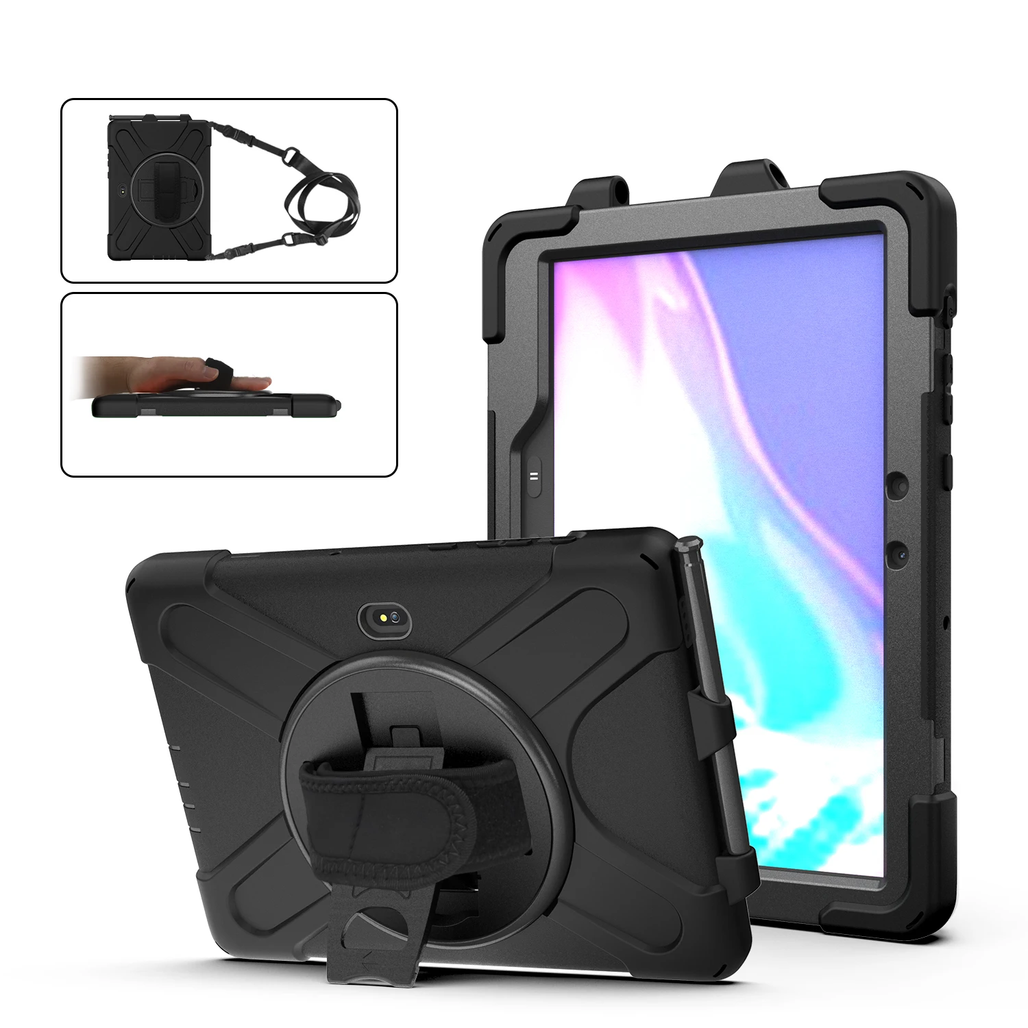 

For Samsung Galaxy Tab Active Pro 10.1 2019 SM-T540 Tab Active 4 Pro 2022 SM-T630 T636 Case PC Silicon Hybrid Stand Tablet Cover