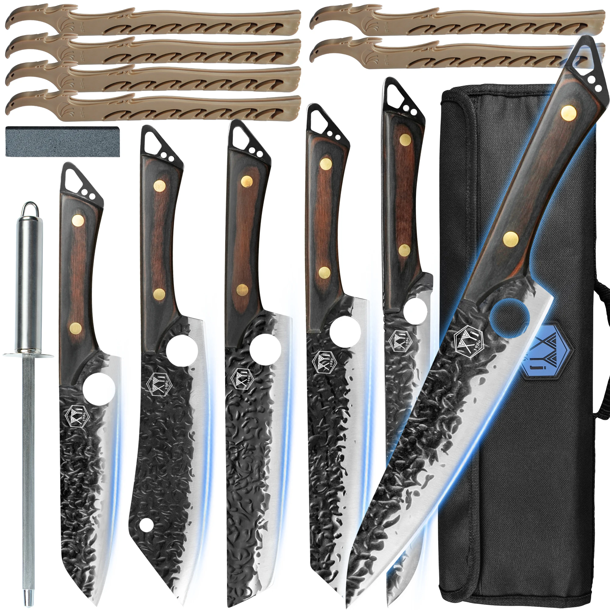 

Набор профессиональных поварских ножей XYj с рулонным мешком, филе из высокоуглеродистой стали для нарезки рыбы, для кухни и улицы