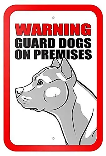 

Warning Guard Dogs On Premises Pit Bull Terrier 12 X 18 Inch Aluminum Metal Sign