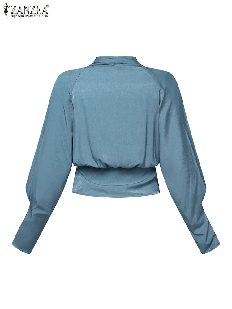 Модные женские блузки ZANZEA элегантные с длинными манжетами и пышными рукавами