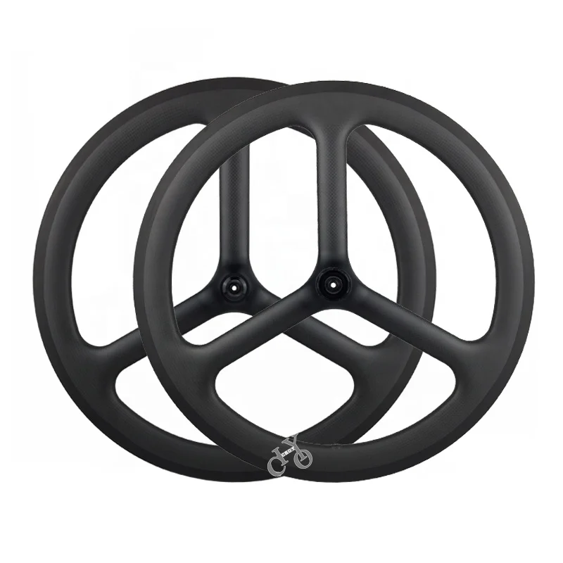 Фото 20-дюймовый карбоновый колесный комплект 406 Tri-Spoke, карбоновый обод шириной 25 мм, дисковые тормоза, клинчерные премиальные портативные складные велосипедные колеса №3