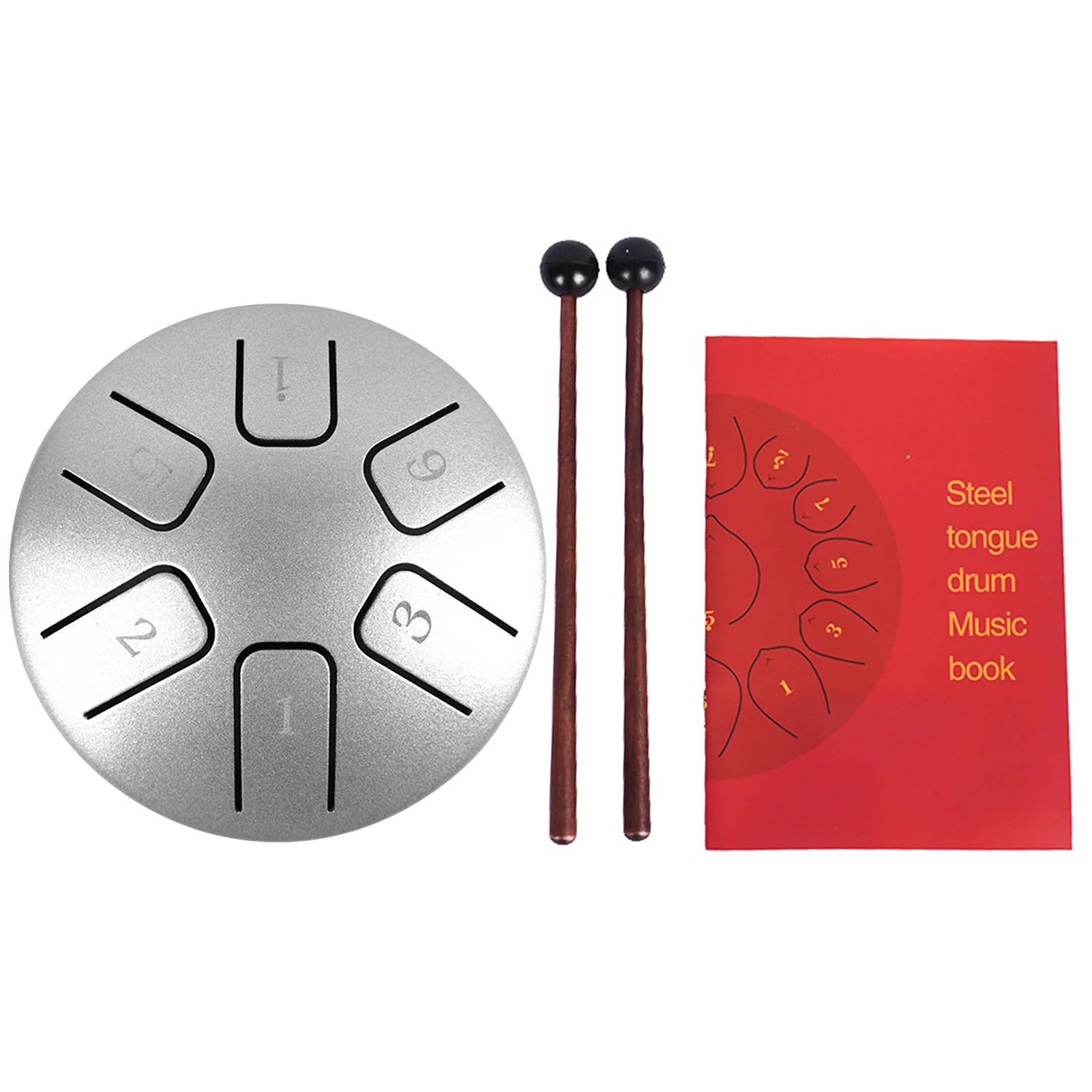 

6 Notes 3.8-inch Mini Steel Tongue Drum Hand Pan Drum Zen Drum Percussion Instrument with Drumsticks for Beginner