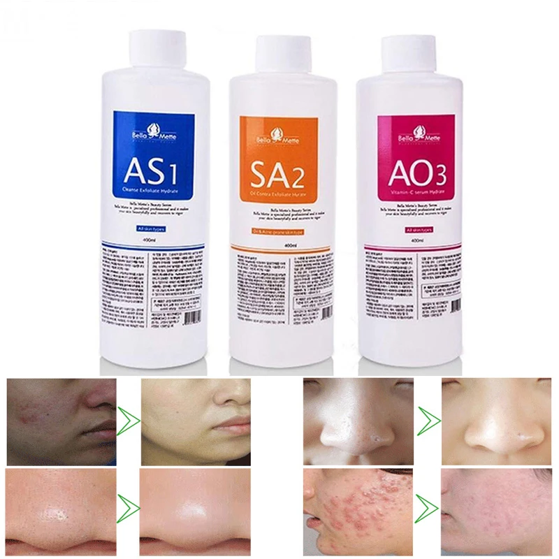 3pcs AS1 SA2 AO3 Aqua Peeling Solution 400ml Hydra Dermabrasion Face Clean Facial Cleansing Blackhead Export Liquid Beauty Salon