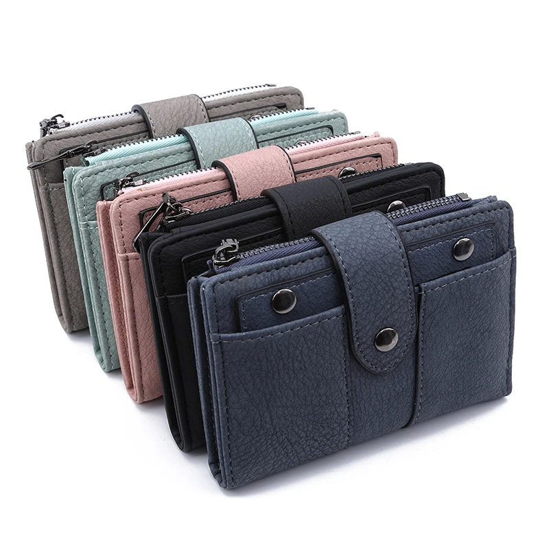 

Women Wallet Simple Retro Rivets Short Wallet Coin Purse Card Holders Handbag For Girls Purse Small Wallet Ladies Bolsa Feminina