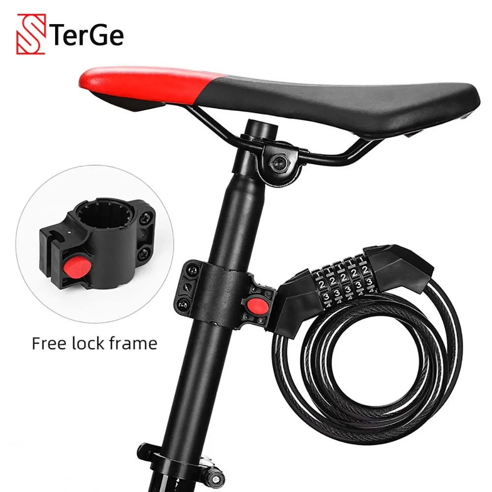 Anti-theft Bicycle Password Lock Portable Durable Steel Wire Helmet Motorcycle Mountain Bike Frame Padlock Bicycle Accessories