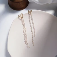 2022 new fashion s925 silver needle elegant long tassel earrings sweet love earrings personalized asymmetric earrings