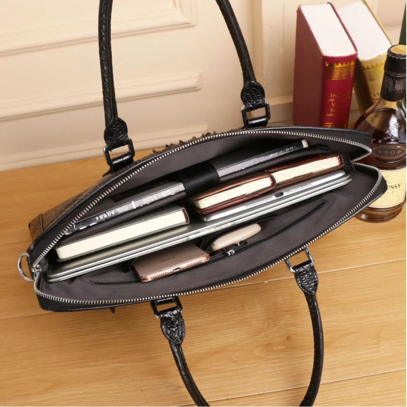 Men's Business Briefcase Genuine Leather Leisure Single Shoulder Laptop Bag Luxury Computer Handbag High Quality Crossbody Bags