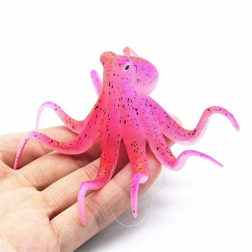 

Luminous Silicone Octopus Fluorescent Artificial Octopus Aquarium Landscape Ornament with Suction Cup Fish Tank Decoration