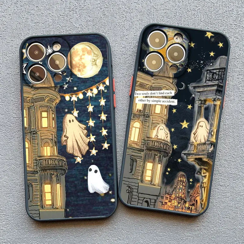 Матовый чехол для телефона iPhone 16 11 13 12 14 15 Pro Max Mini 7 8 Plus X XS XR SE2020 привидение