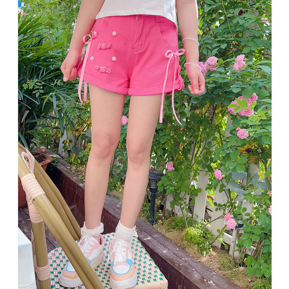 Fashion 2023 Summer Denim Shorts New Women's Short Pants Korean Style Student Bow Candy Slimming High Waist Shorts for Lady