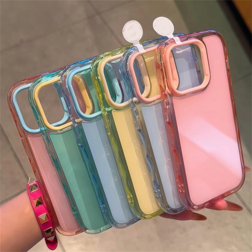 Фото Чехол 16E 16 Pro Max Jelly Color Cover для iPhone 15 Pro Max 14 Plus 11 12 13 Прозрачная рамка с жесткой задней частью противоударный чехол для телефона Coque №3