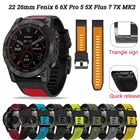 Ремешок спортивный мягкий силиконовый для наручных часов Fenix 6 6X Pro, быстросъемный браслет для Garmin Fenix 5 5X Plus 3 HR D2 MK2 935, 22 26 мм