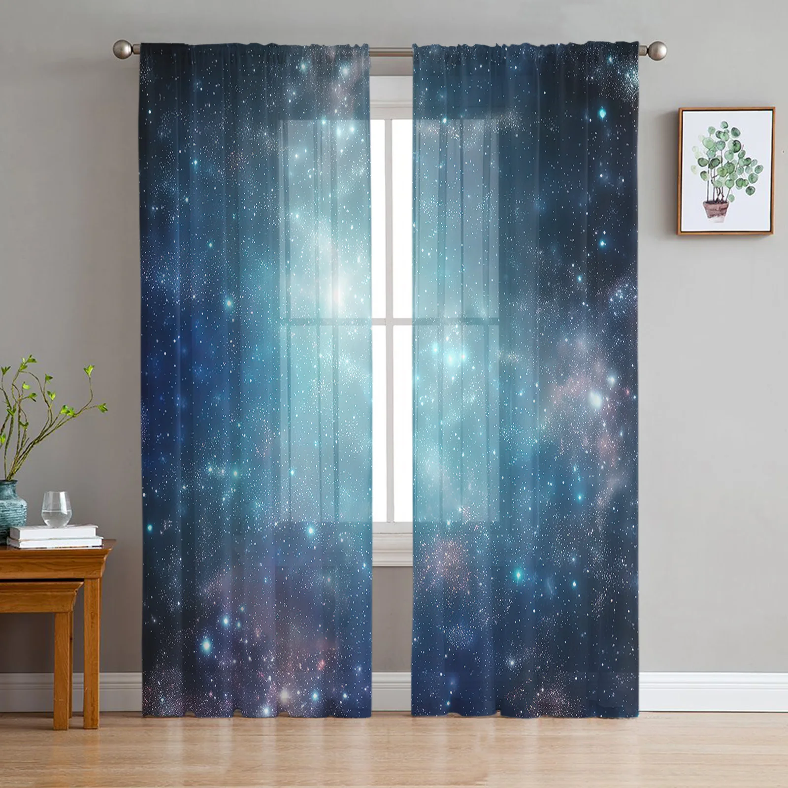

Шторы на окна Starry Deep Sky Galaxy Star, для гостиной, спальни, кухни, шифоновые прозрачные оконные шторы