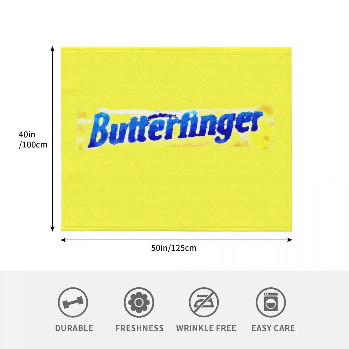 Фото Плед с рисунком упаковки конфет Butterfinger в пастельных тонах, мягкий и теплый плед, подарок для мужчин, женщин и взрослых. №4