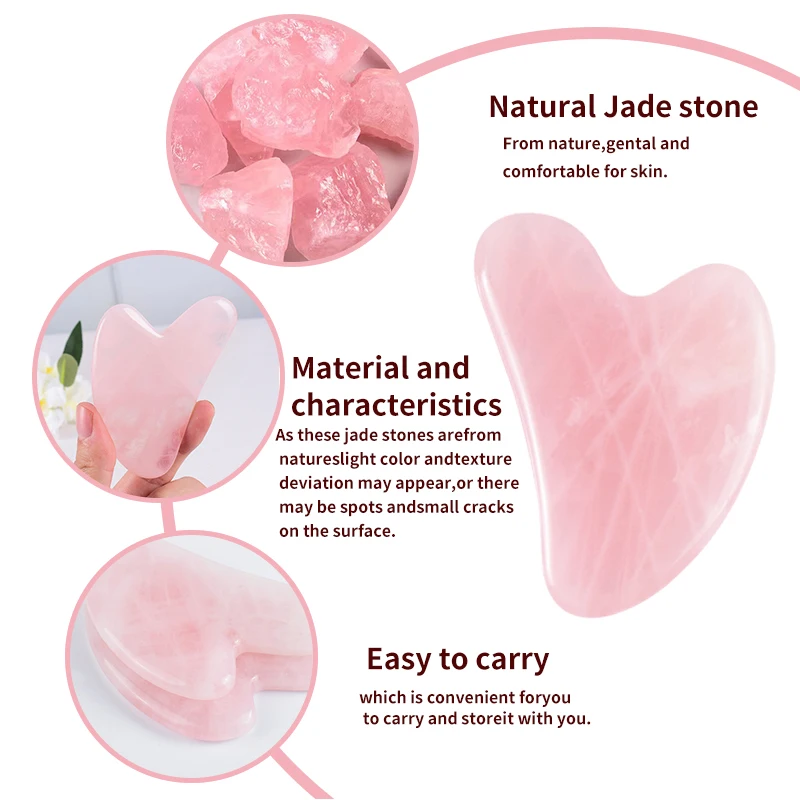 Натуральный Нефритовый Скребковый Инструмент Гуа Ша Для Массажа Лица Розовый