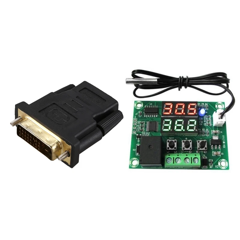 

DVI-D Dual Link 24+1 Male To HDMI Female Audio Video Adapter & DC12V XH-W1219 NTC Sensor Switch Regulator Sensor Module