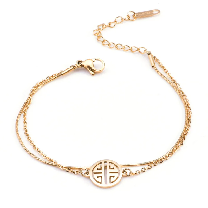 

Double-layer Blessing Gold Plated Stainless Steel Bracelet