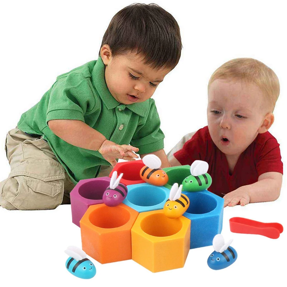 

Montessori Toys Clip Bee Game Early Learning Fine Motor Clip Small Bees Beehive Games Kids Wooden Toys Educational Toys