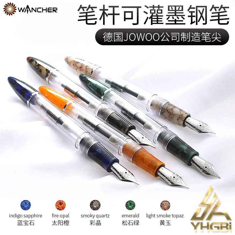 

Fountain Pen WANCHER CRYSTAL Multiple Type Filling System Transparent Metal Body EF/F/M Nib FROM JAPAN