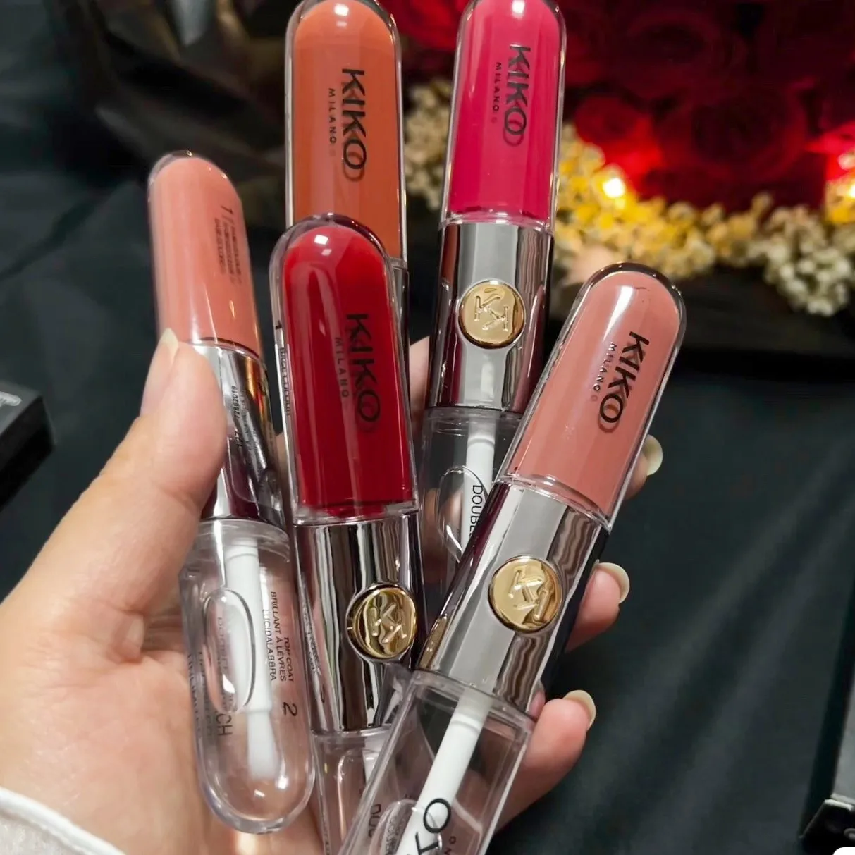 

wholesale make up Kiko double lip gloss 103 lipstick mirror glossy milk tea bean paste color transparent glass lip gloss