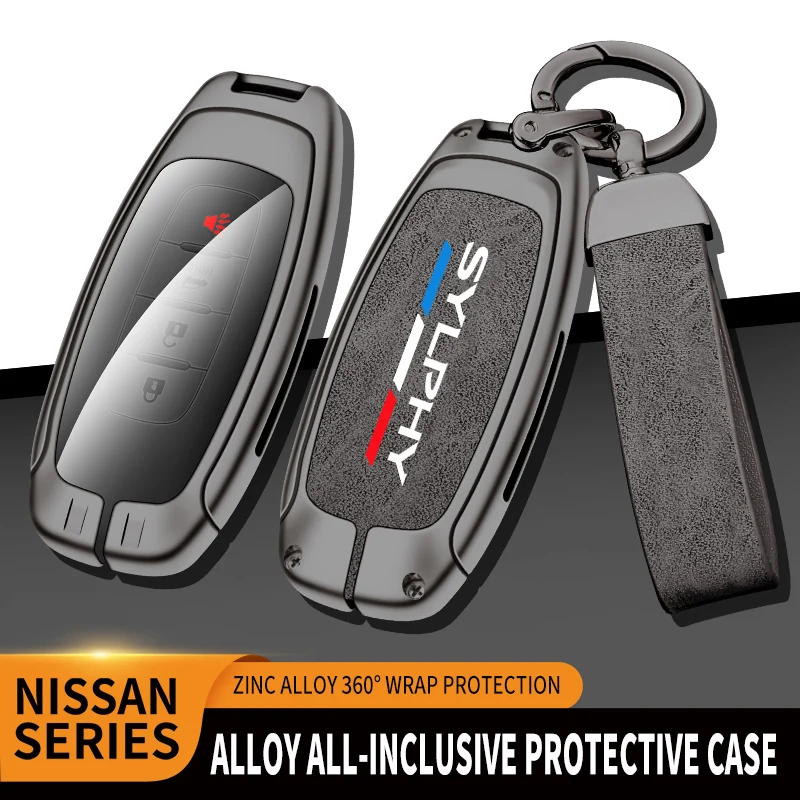 

Car TPU Zinc Alloy Key Case Bag For Nissan SYLPHY 2007-2023 Car Key Chain Car Metal Key Shell Interior Decoration Accessories