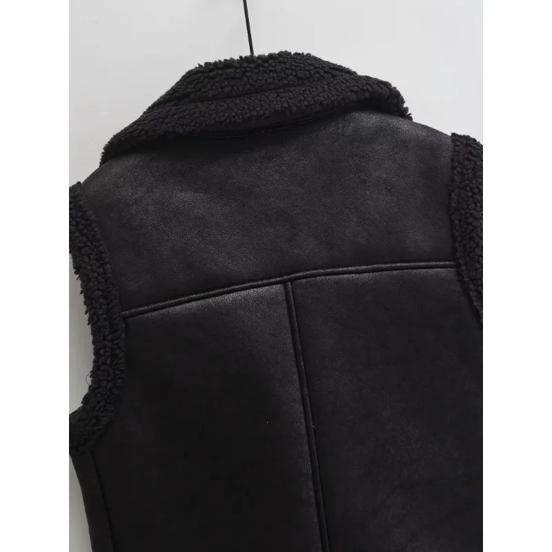 TRAF ZR Меховые жилеты Осенняя верхняя одежда Стеганый жилет Винтажный