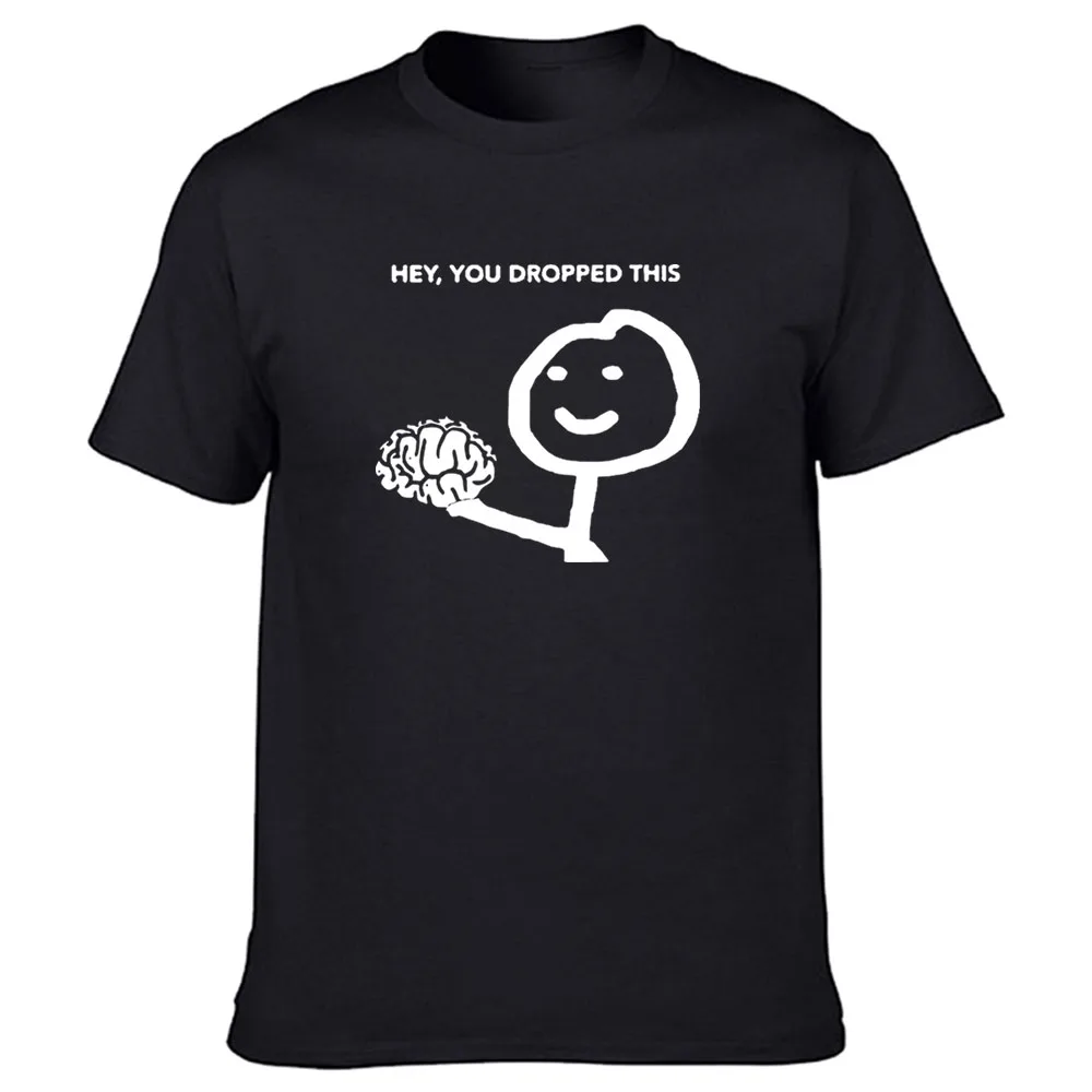 

Футболка мужская с забавным рисунком «Эй, ты уронил это, мозг, сарказм», хлопковая уличная одежда с графическим рисунком, футболка с коротким рукавом в стиле Харадзюку