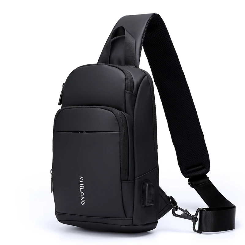 

Men Cross body Shoulder Chest Bag Sling Backpack Waterproof USB Charge Port Travel Male Motorcycle Rider Messenger Crossbody Bag
