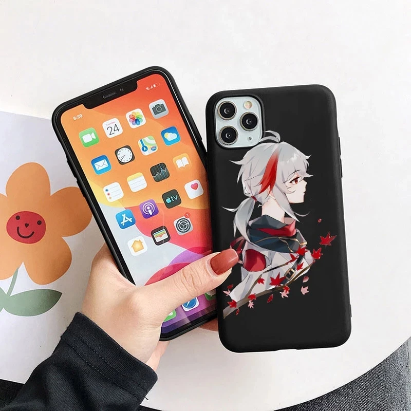 Фото Ударопрочный чехол Genshin для Iphone 11, 12, 13 Pro, XS, XR MAX, 8, 7 Plus, SE, кедехара, казуха, хутао, Чжунли, Сяо, гунцзы, мягкий чехол №4