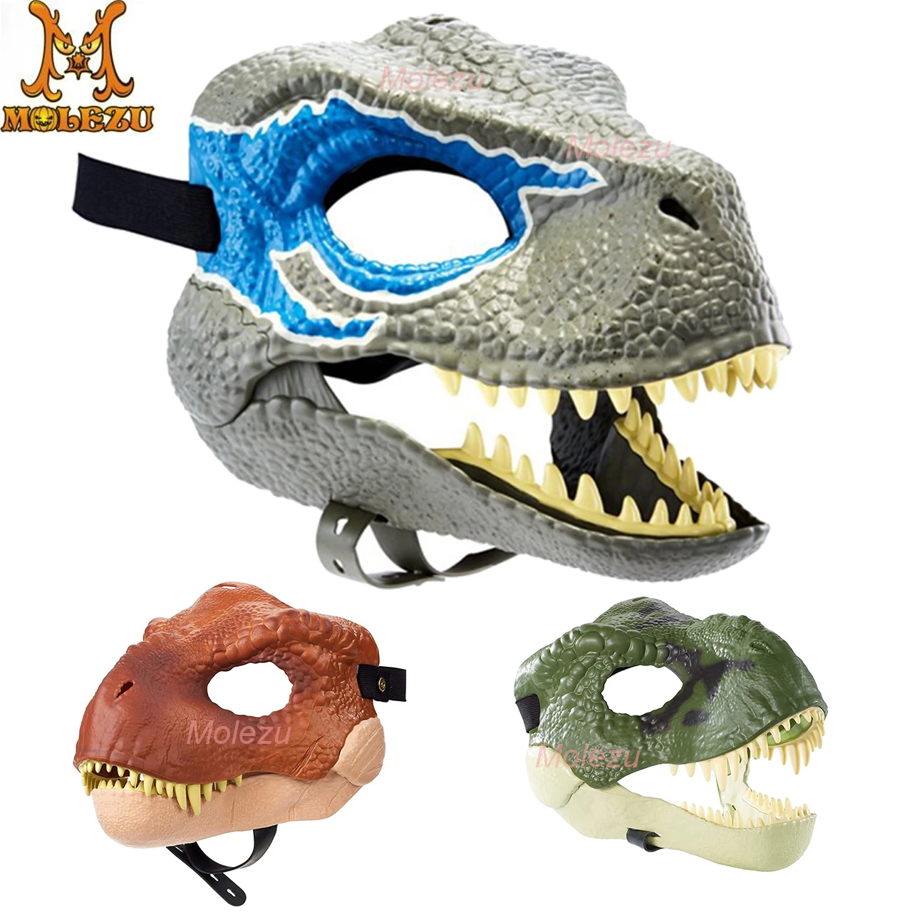 

Horror Dinosaur Headgear Dragon Lifelike Dinosaur Mask Halloween Party Cosplay Open Mouth Latex Scared Mask Gifts
